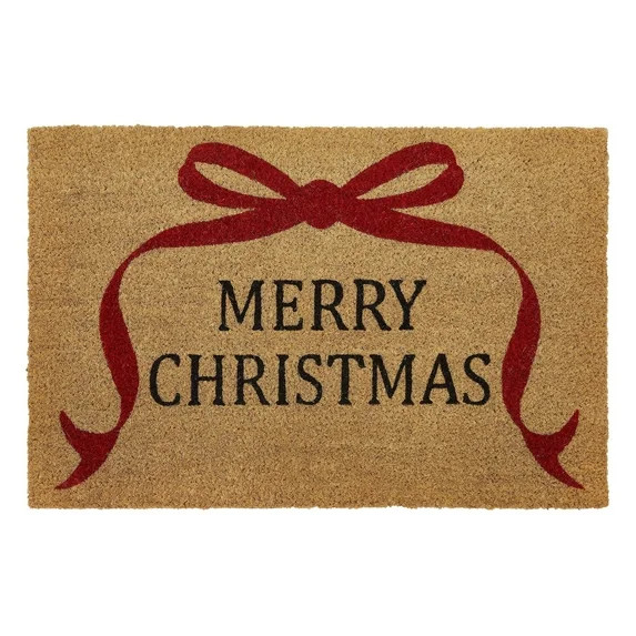 VCNY Home Multi Merry Christmas Bow Outdoor Coir Doormat, 18" x 30" - Walmart.com | Walmart (US)
