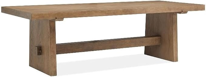BOWERY HILL Transitional Trestle Dining Table in Belgian Wheat Finish, Rectangular White Oak Vene... | Amazon (US)