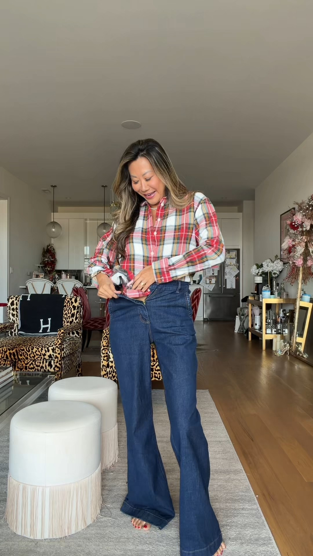 4 fall and holiday outfits that are chic and in trend. Walmart jeans, Ralph Lauren plaid, revolve outfits, Zara outfits. All a size small. Jeans susd down as I got a 2  

#LTKStyleTip #LTKHoliday
