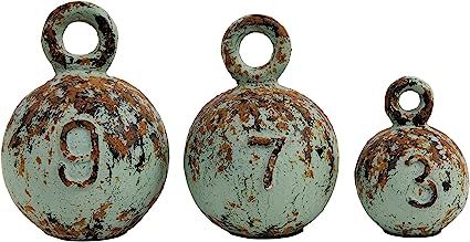 Creative Co-Op Heavily Distressed Round Resin Weights with Handles (Set of 3 Sizes) | Amazon (US)