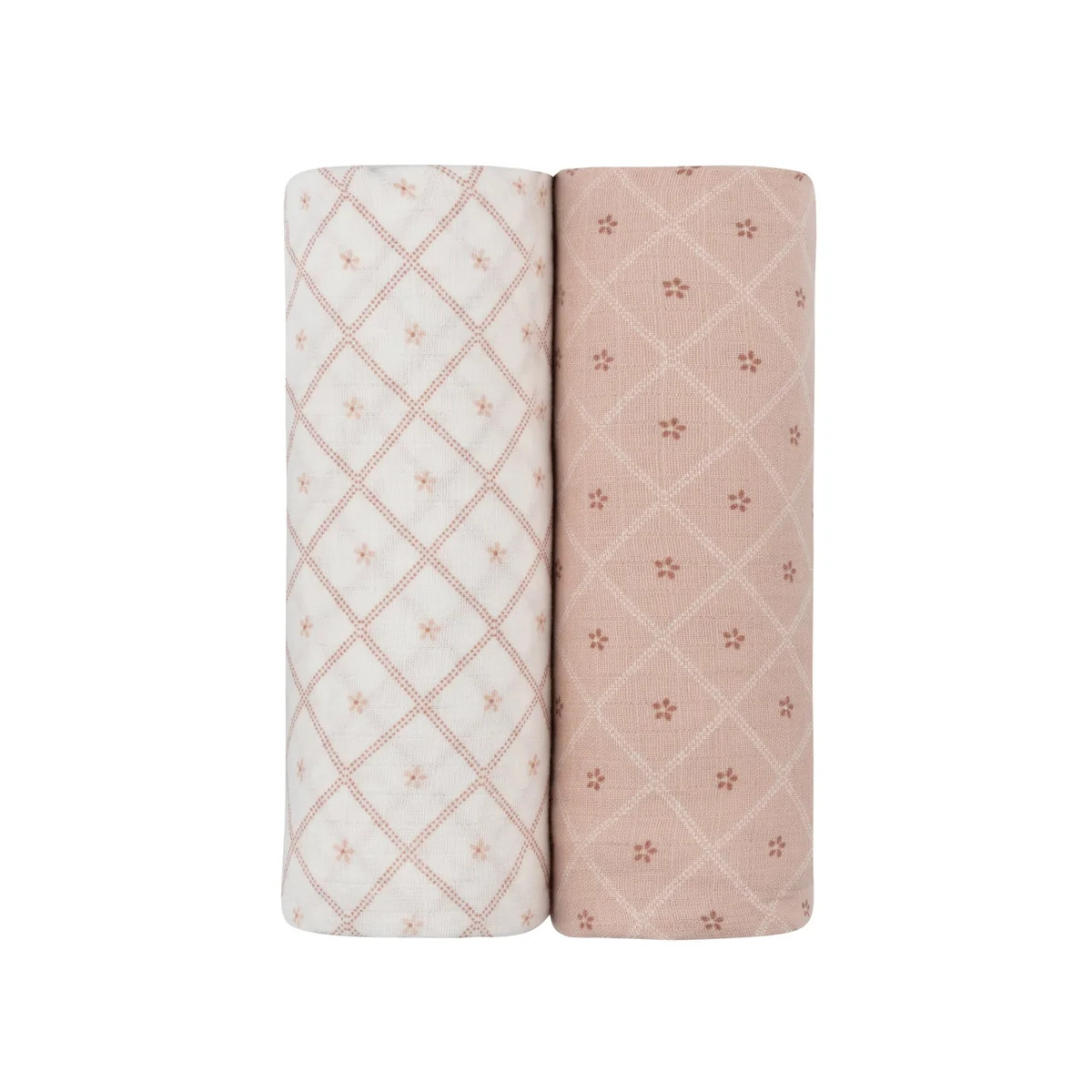 2 Pack Muslin Swaddles - Diamond Floral | Ely's & Co.