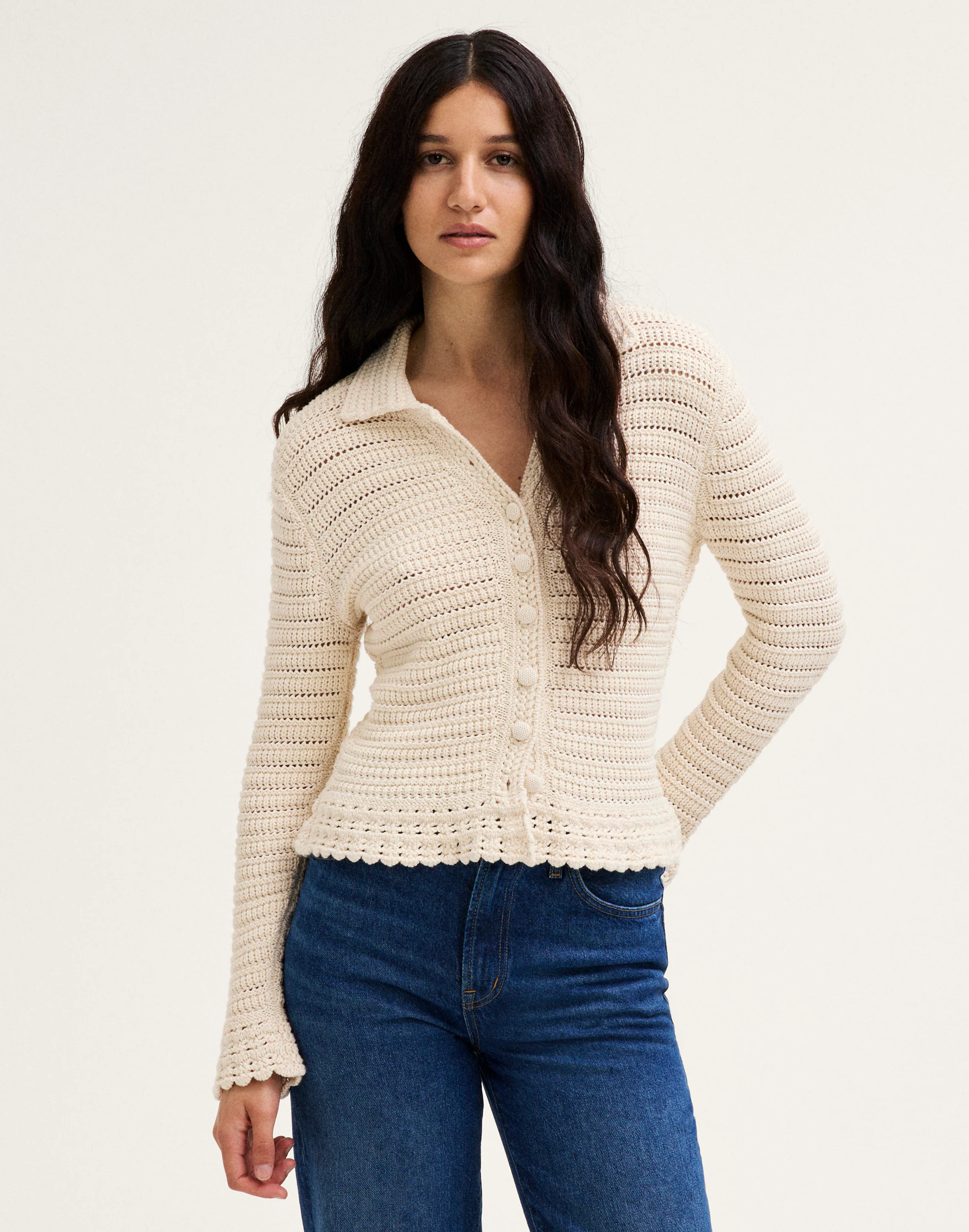 Pointelle-Knit Peplum Cardigan | Madewell