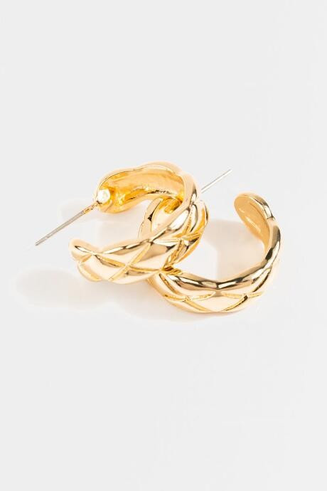 Tanya Quilted Small Hoops - Gold | Francesca’s Collections
