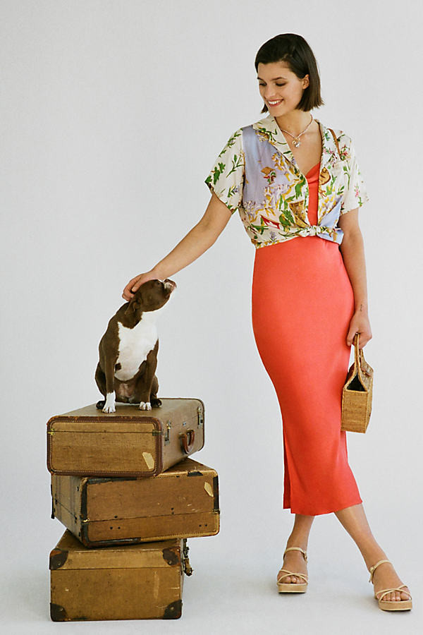 Bias Slip Dress By Anthropologie in Orange Size L | Anthropologie (US)