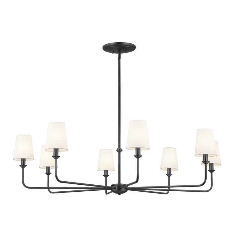 Jolei Classic 8 Light Chandelier with White Linen Shades | Wayfair North America