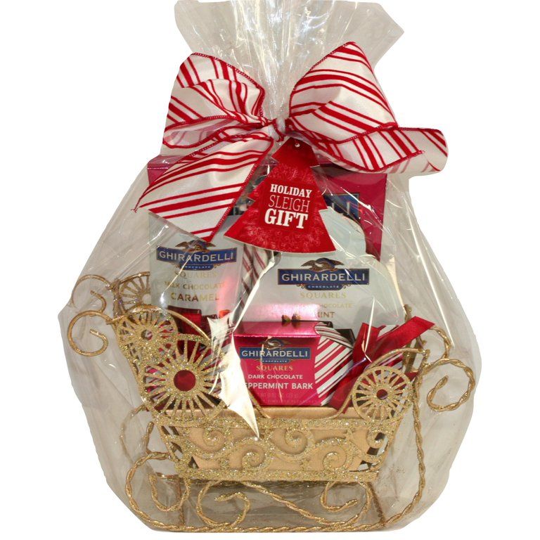 Ghirardelli Gold Glitter Sleigh Chocolate Gift Basket - Walmart.com | Walmart (US)