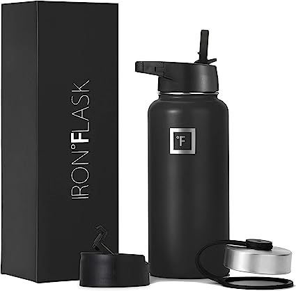 IRON °FLASK Sports Water Bottle - 32oz, 3 Lids (Straw Lid), Leak Proof - Stainless Steel Gym & S... | Amazon (US)