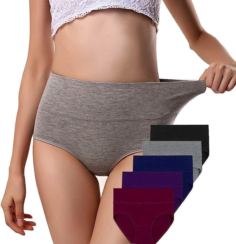 ANNYISON Womens Underwear, Soft Cotton High Waist Breathable Solid Color Briefs Panties for Women | Amazon (US)