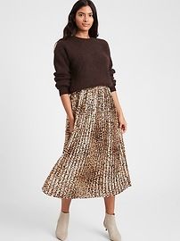 Satin Pleated Midi Skirt | Banana Republic (US)