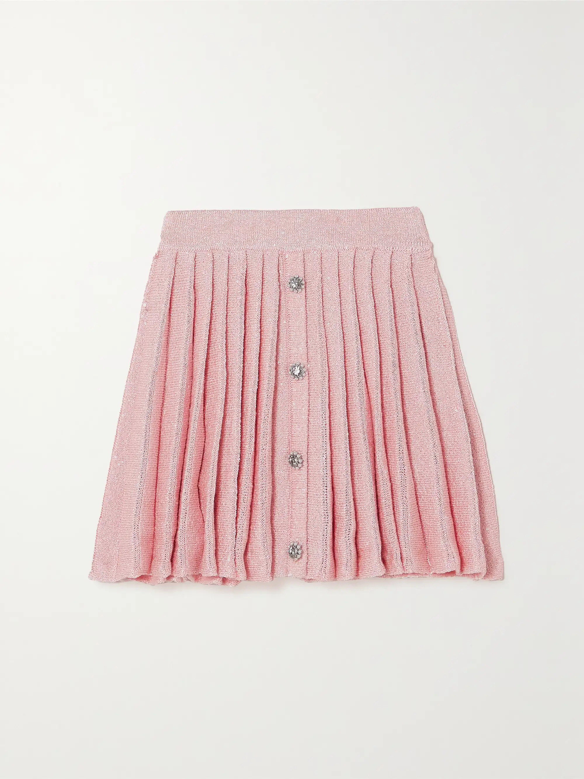Embellished pleated ribbed-knit mini skirt | NET-A-PORTER (UK & EU)