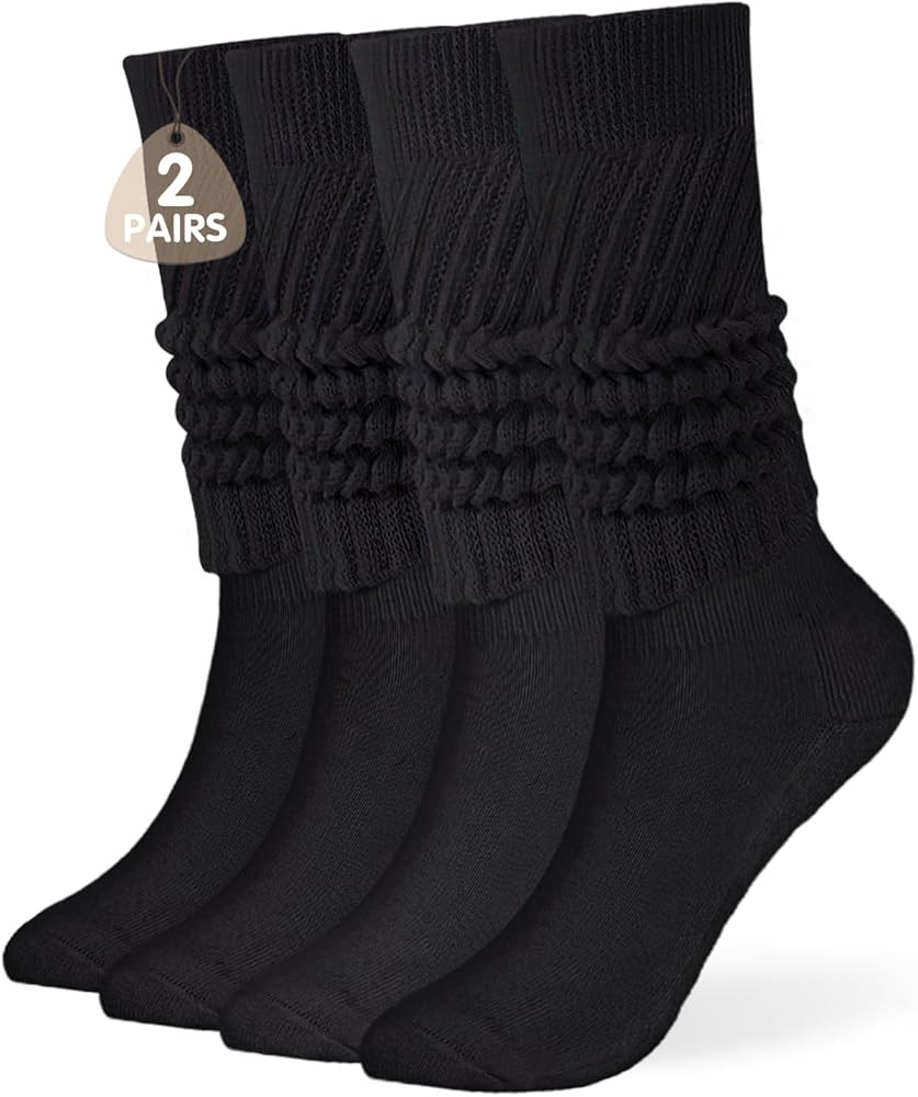 Slouch Socks for Women, Soft Extra Long Chunky Scrunch Knee High Sock | Amazon (US)