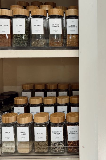 Spice rack organization and esthetic jars with labels. 



#LTKhome #LTKfindsunder50