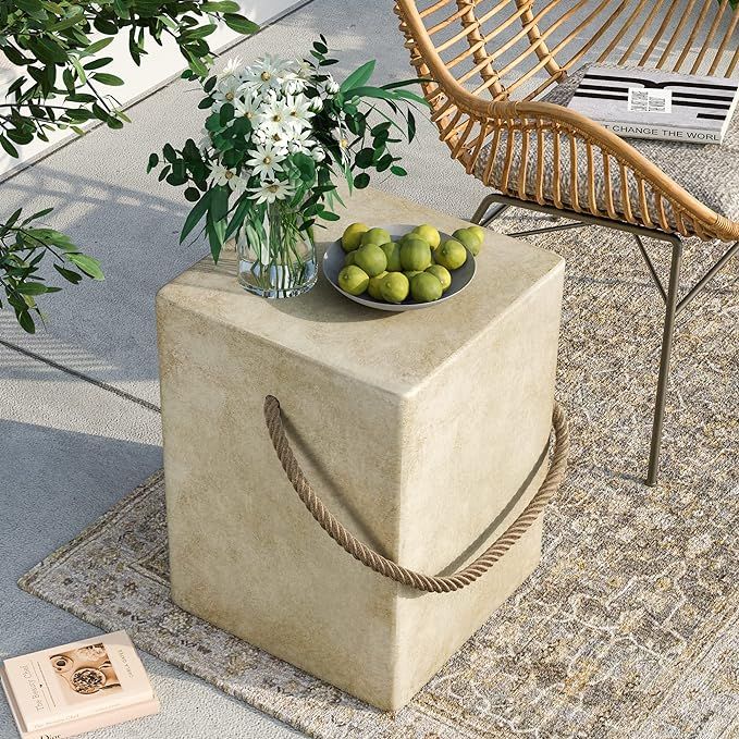 SUNBURY Outdoor Side Table, Concrete Side Table for Patio,15" Small Outdoor Side Table End Tale w... | Amazon (US)