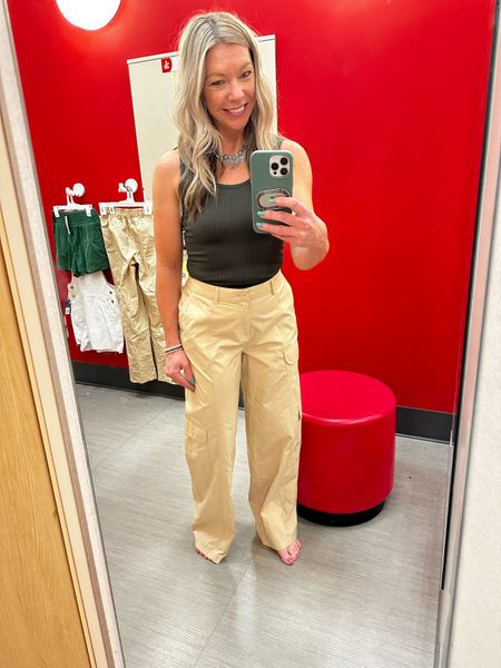 Some people crave chocolate or coffee, I’m just craving wide leg cargo pants and these from Target Wild Fable were close but- they only had an XXS and a medium in store and the XXS was too small and the mediums were way too big- I have a hair tie cinching up the waist in the back 🙈😂🤷🏼‍♀️ 

#LTKunder50 #LTKFestival #LTKSeasonal