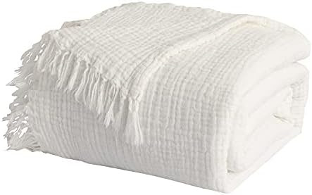 EMME Throw Blanket Muslin 100% Cotton Throw Blankets for Couch 4-Layer Breathable Gauze Blanket with | Amazon (US)