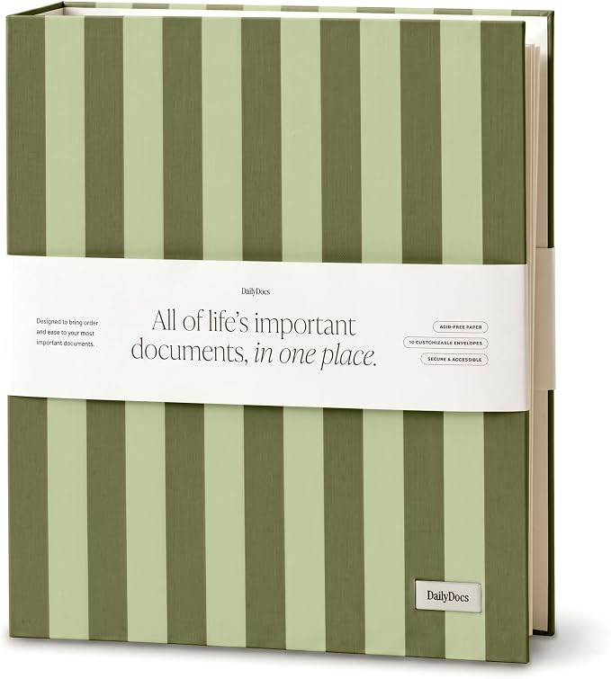 Document Organizer Binder for Important Papers & Passports, Olive | Amazon (US)