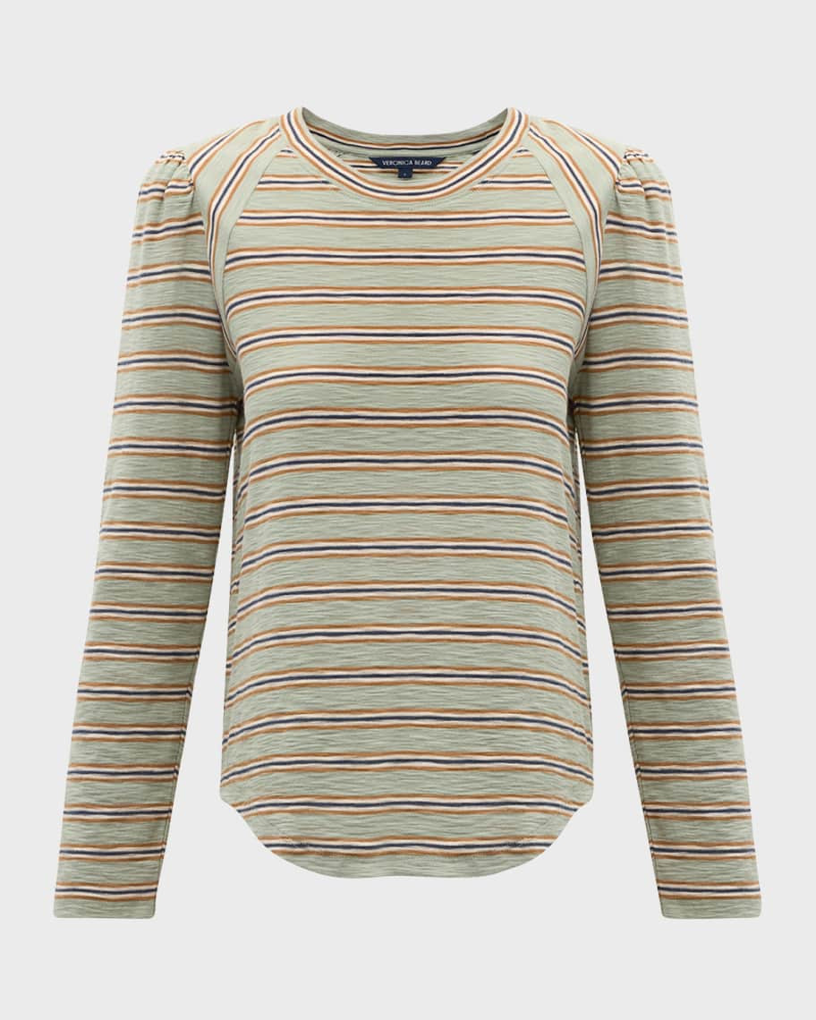 Veronica Beard Mason Striped Ruched Baseball Tee | Neiman Marcus