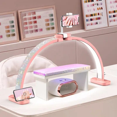 Foldable Half Moon Light for Nail Desk with Phone Holder | Wayfair North America