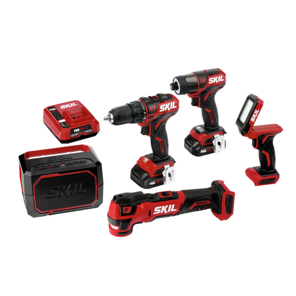 SKIL 12-volt 5-Tool Brushless Power Tool Combo Kit (2-Batteries Included and Charger Included) | CB736801 | Lowe's