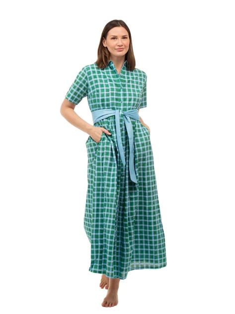 The Elle Maxi Dress | Blue Check | Beau & Ro