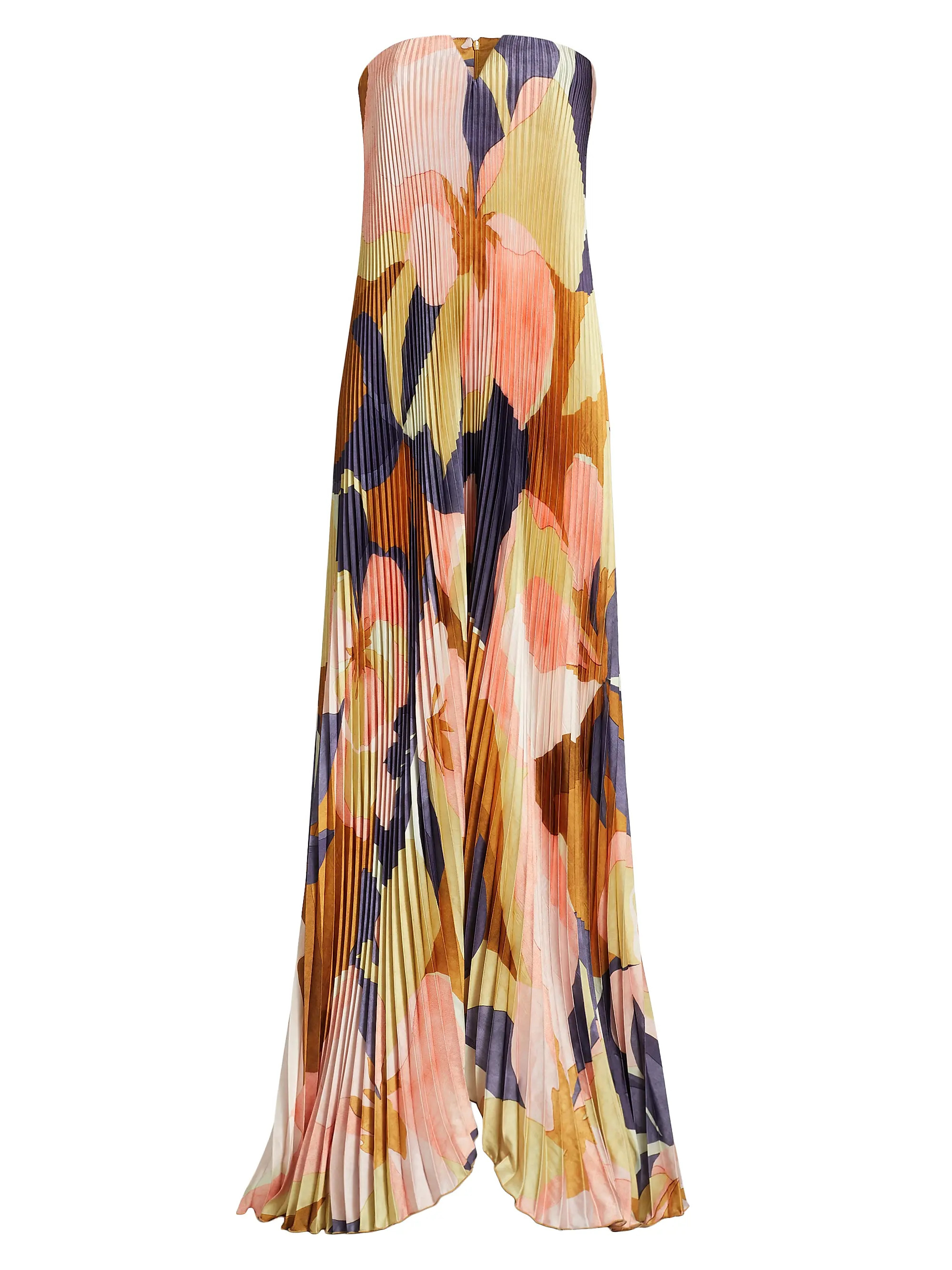 Floral Pleated Strapless Maxi Dress | Saks Fifth Avenue