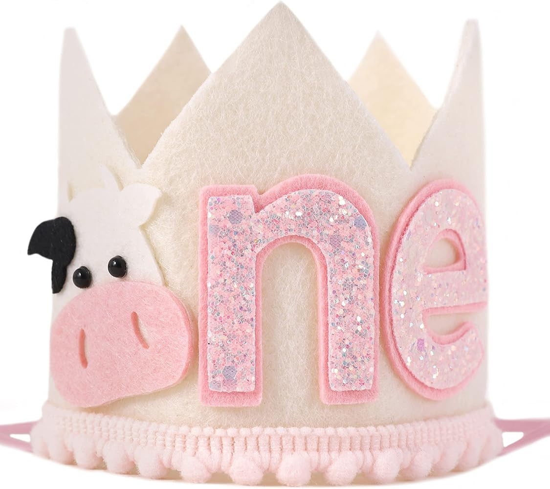 Cow 1st Birthday Crown for Girls – Farm Birthday Hat, Western 1st Birthday Decorations, Holy Co... | Amazon (US)