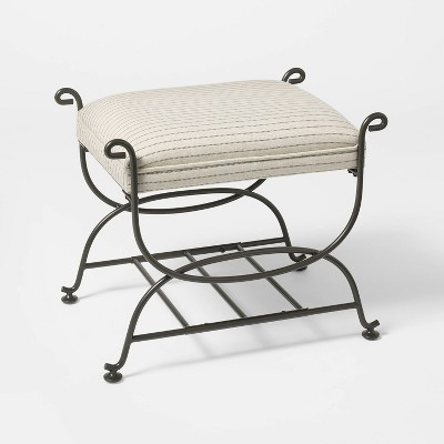 Metal Ottoman Performance Stripe Fabric Gray – Threshold™ Designed with Studio McGee Assembly Required | Target
