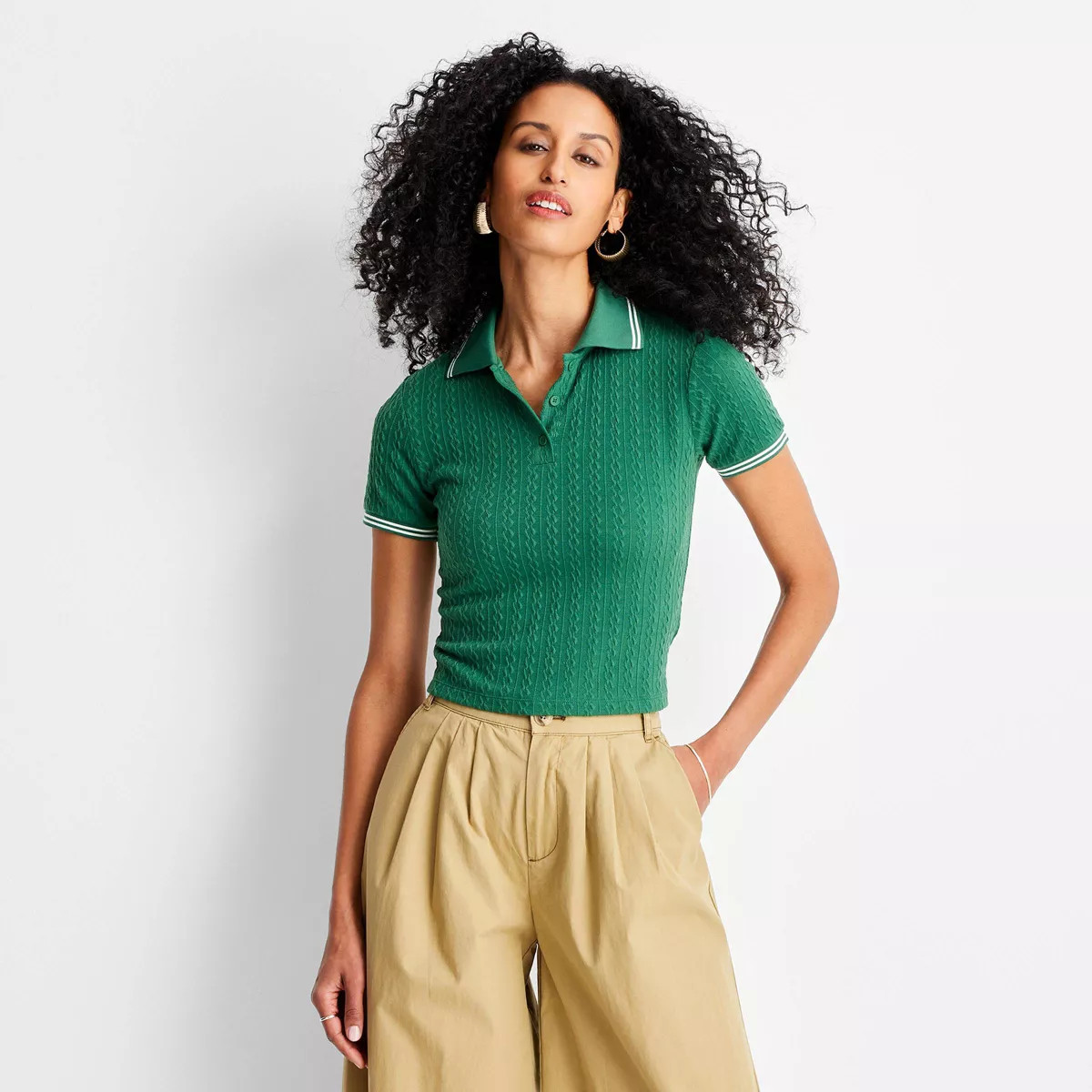Women's Short Sleeve Polo Shirt - Future Collective Green S | Target