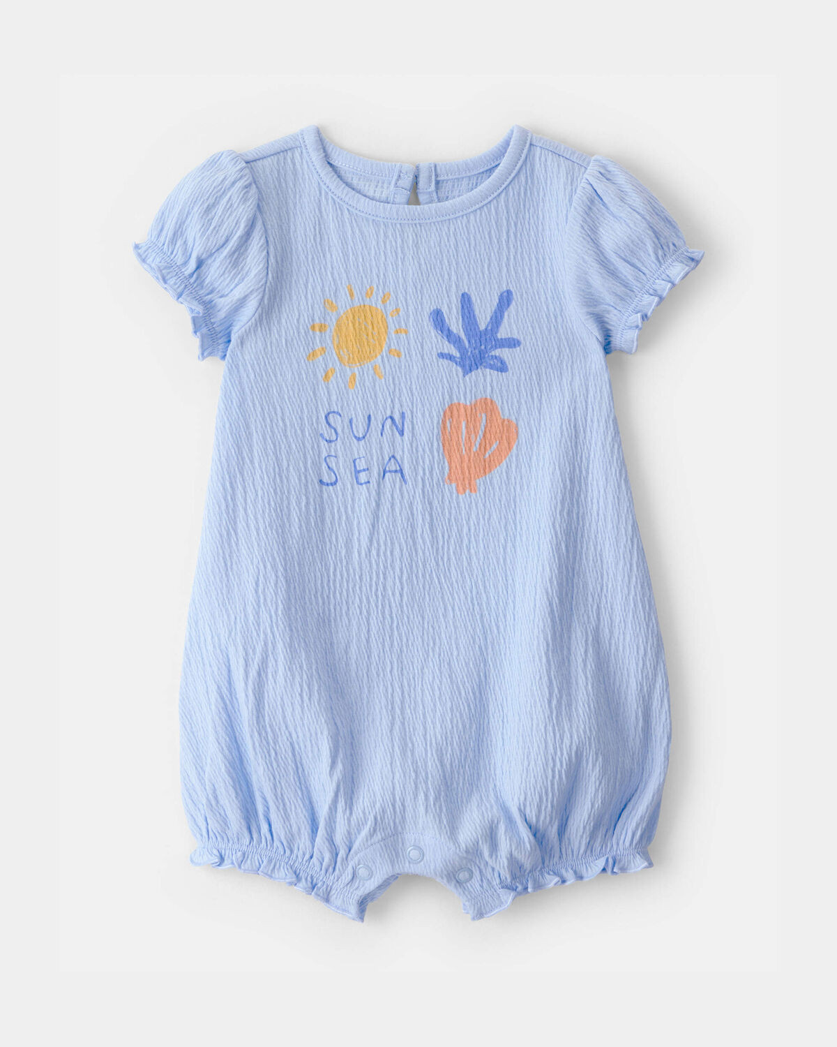 Baby Girl 'Sun Sea' Short-Sleeve Romper - Blue | Carter's | Carter's Inc