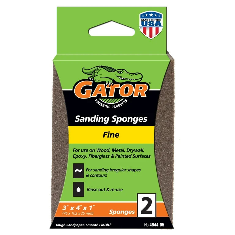 Gator 3-inch x 4-inch x 1-inch Multi-Surface Sandng Sponge Fine Grit 2 Pack - Walmart.com | Walmart (US)