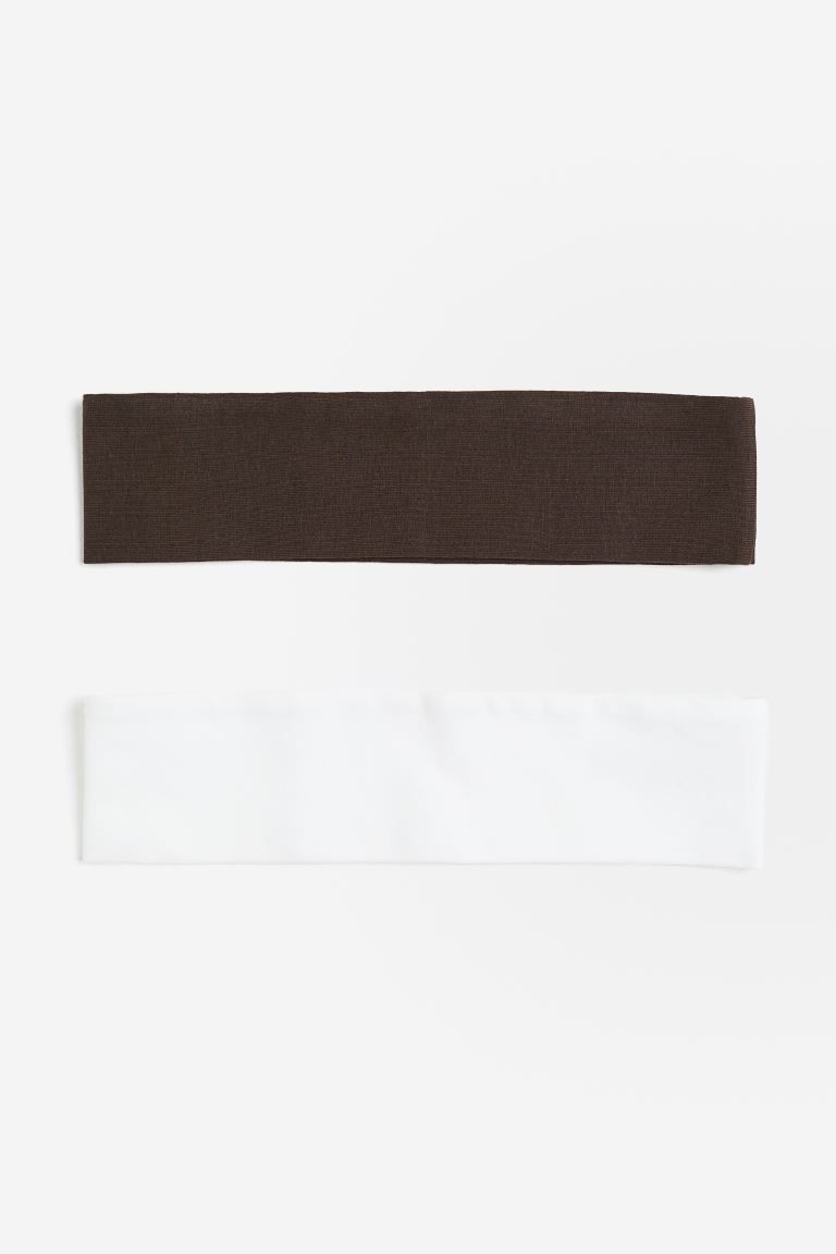 2-pack jersey headbands - White/Dark brown - Ladies | H&M GB | H&M (UK, MY, IN, SG, PH, TW, HK)