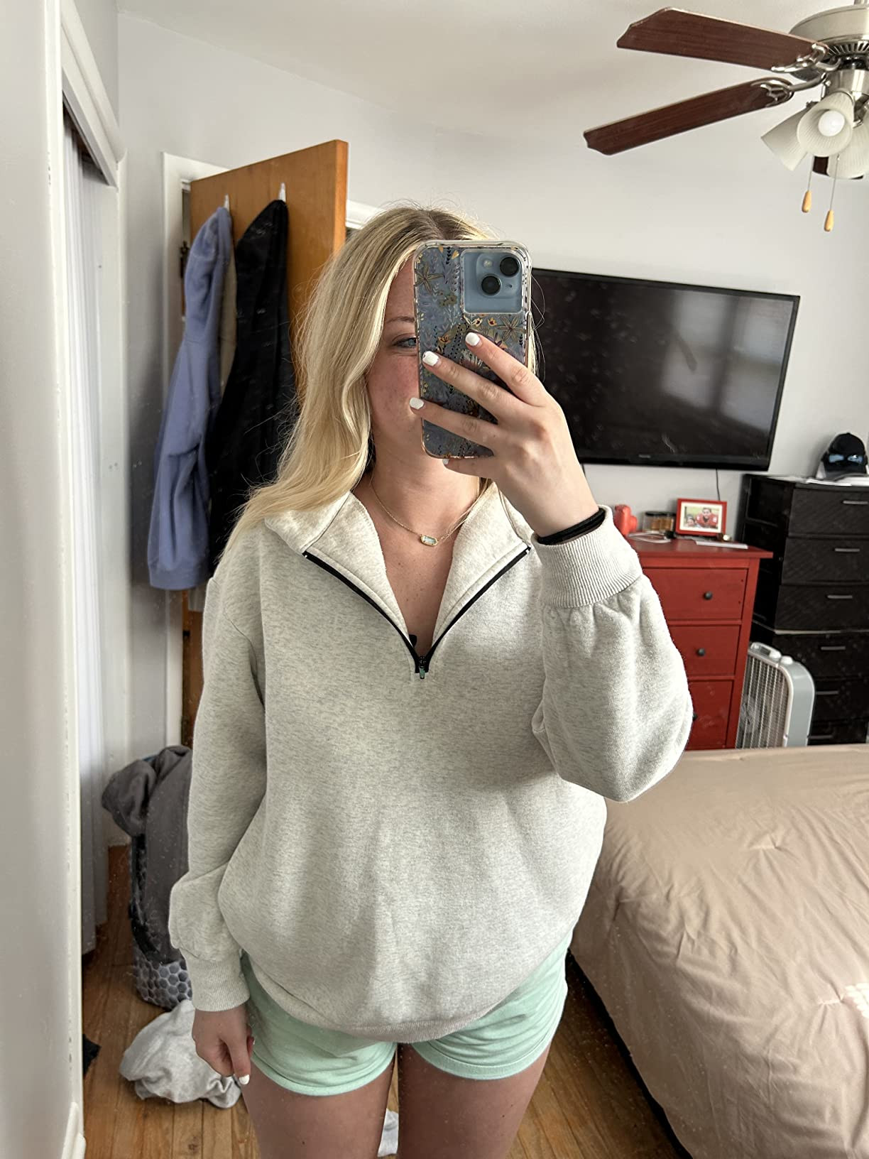 BLENCOT Women Half Zip Oversized Sweatshirts Long Sleeve Solid Color Drop Shoulder Fleece Workout... | Amazon (US)