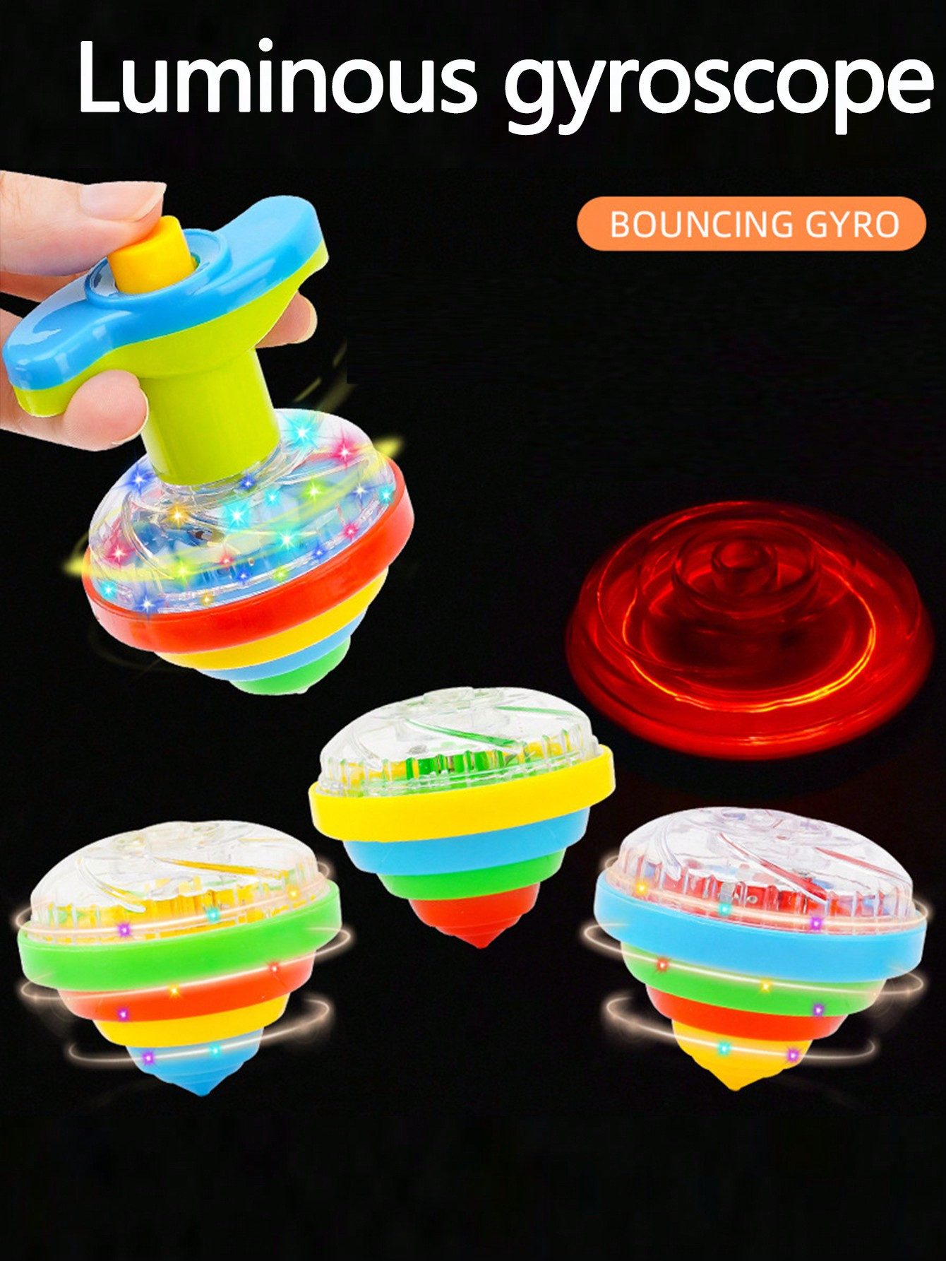 1pc Interesting LED Light Up Music Spinning Top Toy, Flashing Rotating Spinner Toy, Illuminating ... | SHEIN