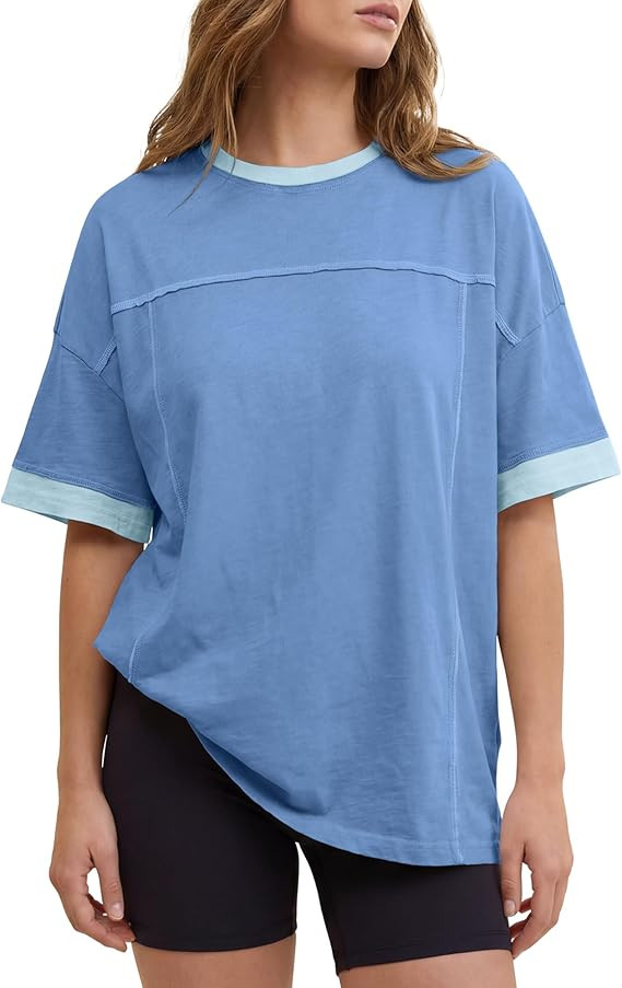 Gacaky Womens Oversized T Shirts Short Sleeve Casual Crewneck Tees 2026 Basic Loose Y2k Fashion S... | Amazon (US)