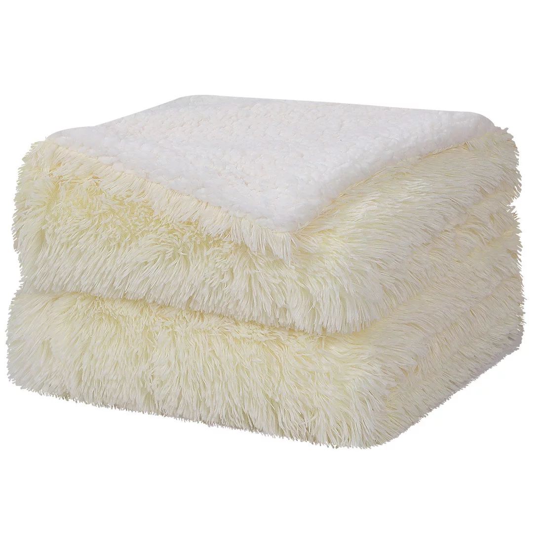 Luxury Shaggy Faux Fur Blanket Soft Sherpa Throw Blanket Beige Twin(60" X 80") | Walmart (US)