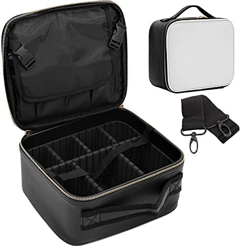 JAZZ GORDON Makeup Bag Travel Cosmetic Bag for Women Large Capacity Heighten Leather Cosmetic Tra... | Amazon (US)