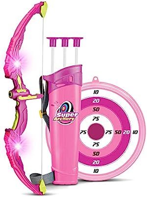 Liberty Imports Light Up Archery Bow and Arrow Toy Set for Girls with 6 Suction Cup Arrows, Targe... | Amazon (US)