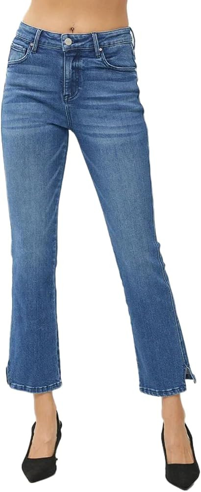 SALT TREE Risen Jeans - High Rise Raw Hem Slit Straight Jeans - RDP5623 | Amazon (US)