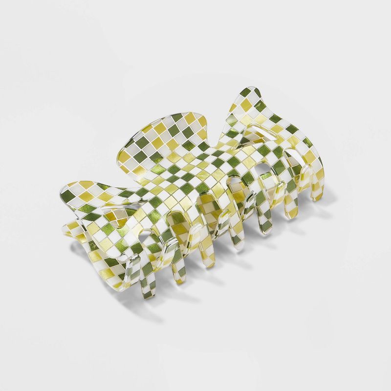 Jumbo Checkered Claw Hair Clip - Wild Fable™ Green | Target