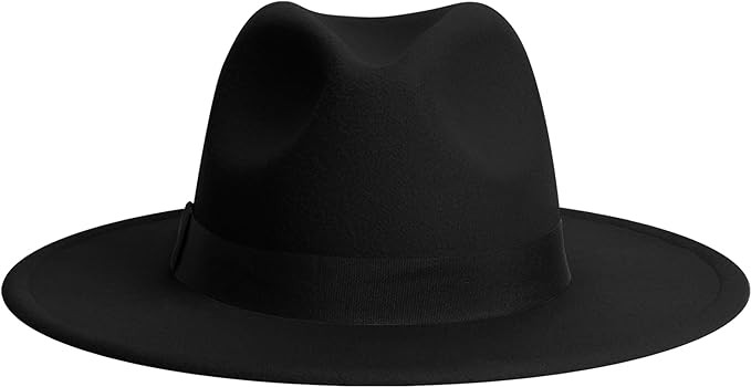 Wide Brim Fedora Hats for Women & Men Classic Dress Panama Hat Adjustable Felt Hat with Band | Amazon (US)
