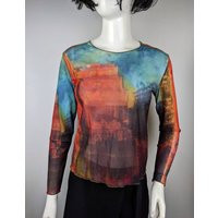 Vintage 90S Orange Blue Mesh Top. Aventure Des Toiles Graphic Print. Gaultier Style City Printed | Etsy (US)