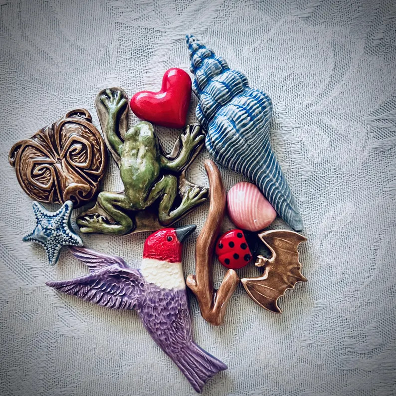 10 Ceramic Tiles for Mosaic Art, Grab Bag, Mixed Media, Assemblage, Hand Painted Tiles - Etsy | Etsy (US)