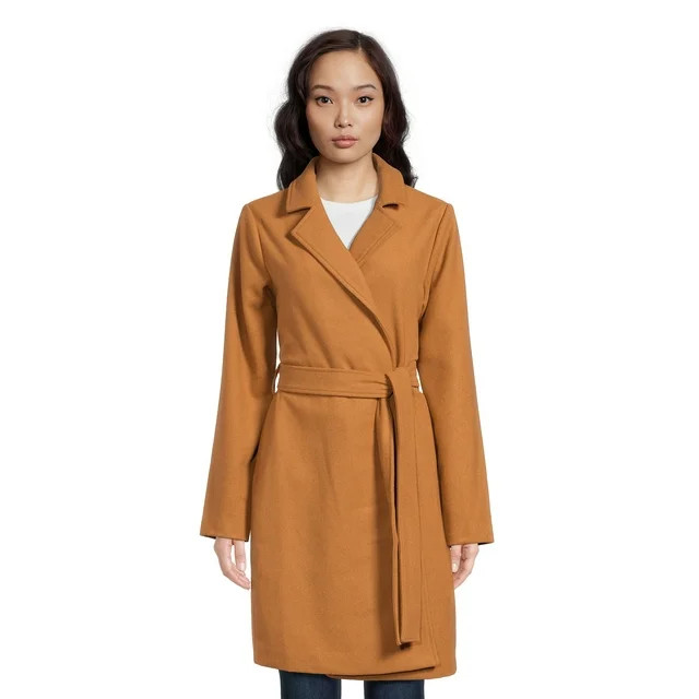 Jason Maxwell Women's Notch Collar Open front Jacket with Belt | Walmart (US)