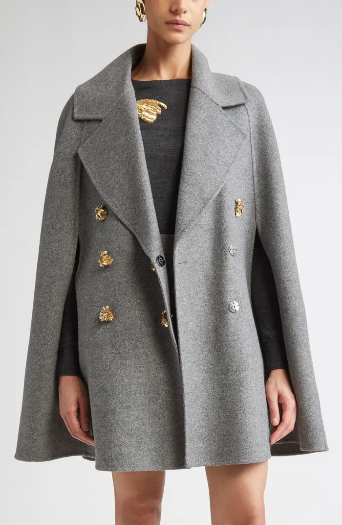 Carolina Herrera Double Face Virgin Wool Peacoat Cape | Nordstrom | Nordstrom