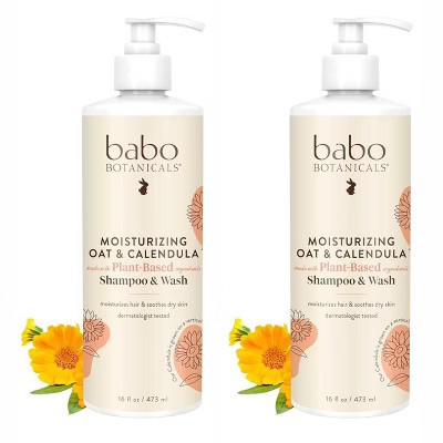 Babo Botanicals Moisturizing Oat & Calendula Shampoo& Wash | For Dry or Sensitive Skin - For all ages - Lightly Scented - Vegan - 16 oz (PACK OF 2) | Target