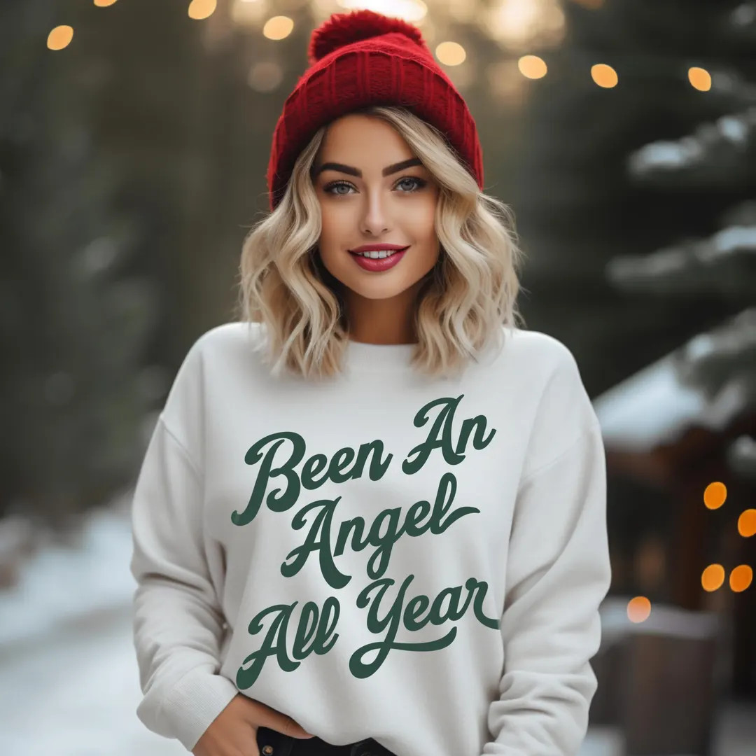 Been an Angel All Year Shirt, Christmas Sweatshirt, Santa Baby Shirt, Santa's Nice List, Women's ... | Etsy (US)
