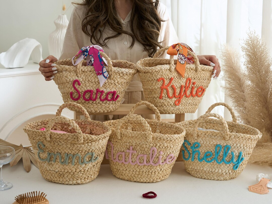Personalized Beach Bag, Custom Straw Handbag, Bridesmaid Gifts Basket, Wedding Party Gifts, Custo... | Etsy (US)