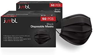 Jumbl Black Disposable Face Mask | Protective 3-Ply (2 packs of 50 units) Breathable Comfortable ... | Amazon (US)