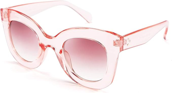 FEISEDY Retro Oversized Square Horn Sunglasses Semi Cat Eye Butterfly Glass Big Thick Bold Frame ... | Amazon (US)