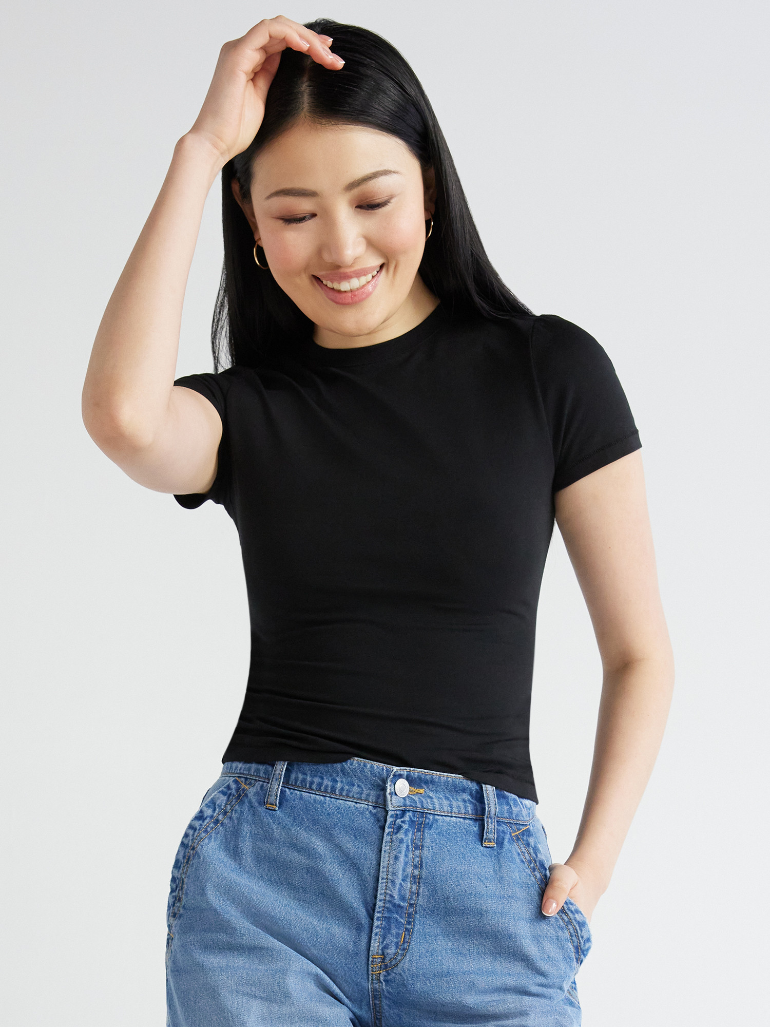 Scoop Women's Cotton Fitted Baby Tee, Sizes XS-XXL | Walmart (US)